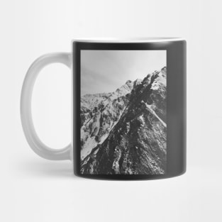 Mountains of Switzerland - Black and White Shot of Snow-Covered Alps Mug